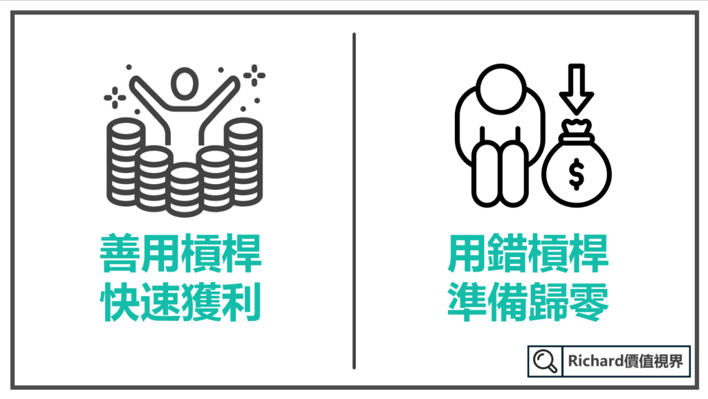 善用槓桿
快速獲利
用錯槓桿
準備歸零